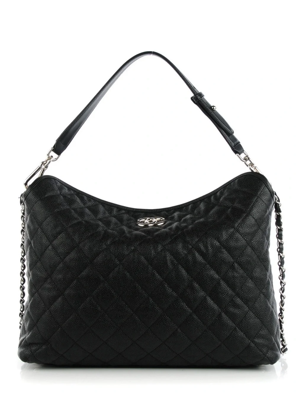 Chanel Caviar Quilted French Riviera Hobo Black
